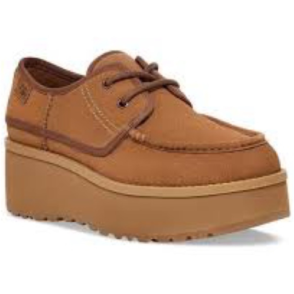 NEW!! Women’s UGG Cityfunc Brown/Chestnut Suede Platform Lace-up Shoes Size 10